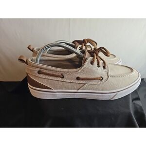 New Men's George Canvas Boat Shoes Size 10.5 Light Brown/White